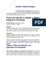 Cálculo Del Sueldo o Salario Integral Venezuela