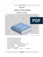 Unit - IV Chapter-16. Photosynthesis: Important Points