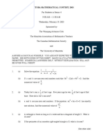 Manitoba Mathematical Contest, 2003