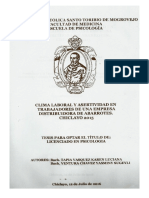 Clima Laboral y Asertividad en Trabajadores de Una Empresa Distribuidora de Abarrotes. Chiclayo 2015.