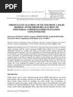 Thiosulfate Leaching of Silver From A Solid Residue After Pressure Leaching of Industrial Copper Sulfides Flotation Concentrates