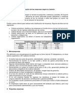 Clasificación de Las Empresas Según Su Tamaño