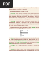 Tipos de Datos Que Se Manejan en Access 2016