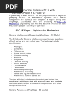 SSC JE Mechanical Syllabus