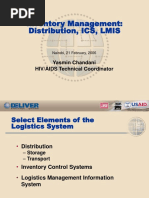 Inventory Management: Distribution, ICS, LMIS: Yasmin Chandani HIV/AIDS Technical Coordinator