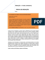 Prova de Redação - Retextualização de Carta À Redação para Notícia