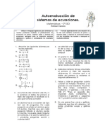 Autoevaluación de Sistemas de Ecuaciones 2º ESO