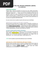 Audiencia Oral en El Proceso Ordinario Laboral