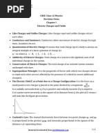 12 Physics Notes Ch01 Electric Charges and Field