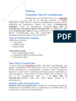 Transformer Testing Type Test and Routine Test of Transformer