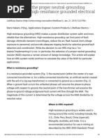 How To Select The Proper Neutral-Grounding Resistor For A High-Resistance Grounded Electrical System