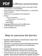 Barriers To Effective Communication: - Physical Disabilities: - Physiological - Psychological