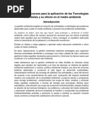 Gestión de Recursos para La Aplicación de Las Tecnologías Ambientales y Su Efecto en El Medio Ambiente