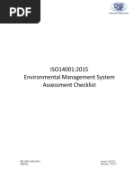 ISO14001:2015 Environmental Management System Assessment Checklist