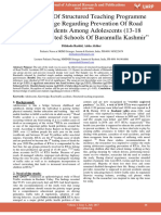 Effectiveness of Structured Teaching Programme On Knowledge Regarding Prevention of Road Traffic Accidents Among Adolescents 13 18 Years in Selected Schools of Baramulla Kashmir