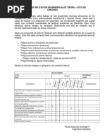 Proyecto de Aplicacion e Mineria Bajo Tierra - Lista de Chequeo