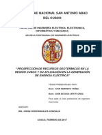 Prospección de Recursos Geotérmicos en La Región Cusco y Su Aplicación en La Generación de Energía Eléctrica