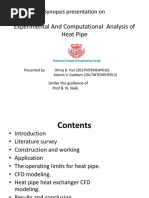 Experimental and Computational Analysis of Heat Pipe: Synopsis Presentation On