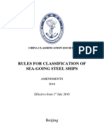 2016 Amendments To Rules For Classification of Sea-Going Steel Ships