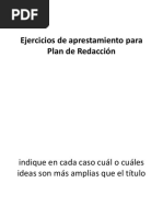 Ejercicios de Aprestamiento para Plan de Redacción