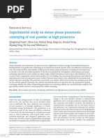 Experimental Study On Dense-Phase Pneumatic Conveying of Coal Powder at High Pressures