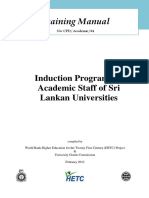 Training Manual On Induction Programme For Academic Staff of Sri Lankan Universities