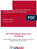 2017 DHS Fellows Data Users Workshop Introduction, Goals and Expectations