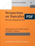 [Typological Studies in Language 14] John Hinds (Ed.), Shoichi Iwasaki (Ed.), Senko K. Maynard (Ed.) - Perspectives on Topicalization_ the Case of Japanese WA (1987, John Benjamins Publishing Company)