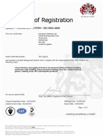 Certificate of Registration: Quality Management System - Iso 9001:2008