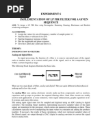 Experiment 6 Implementation of LP Fir Filter For A Given Sequence