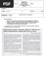 Prueba de Lengua y Literatura. 7° Básico