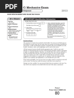 2013 Mechanics FR Only No Equations Sheet