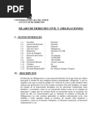 Sílabo Derecho Civil V (Obligaciones) Univ - Privada.del Norte