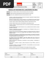 Manual de Funciones Del Almacenero de Obra