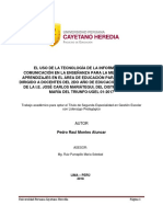 Informe El Uso de La Tecnología de La Información y Comunicación en La Enseñanza para La Mejora de Los Aprendizajes en El Área de Educación para El Trabajo