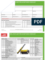 Drill Rig Plant Pre Acceptance Checklist