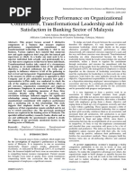 Effect of Employee Performance On Organizational Commitment, Transformational Leadership and Job Satisfaction in Banking Sector of Malaysia