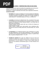 Presión, Volumen y Temperatura para Un Gas Ideal