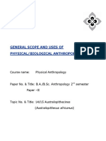 General Scope and Uses of Physical/Biological Anthropology