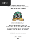 Leasing Financiero Como Alternativa de Financiamiento para La Adquisicion de Activos Fijos para La Constructora Mariscal Sucre Ltda