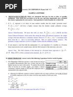 Sample Answers: Economics 140: MIDTERM #1 (Exam Code "A")