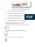 Evaluacion Matematica Unidad 2 Multiplicacion 4 Basico