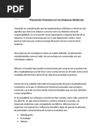 Planeación Financiera en Las Empresas Modernas