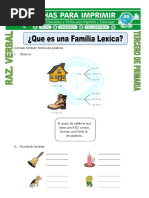 Ficha Que Es Una Familia Lexica para Tercero de Primaria