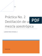 Práctica de Destilacion de Una Mezcla Azeotropica