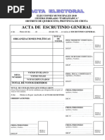 Acta de Escrutinio General de Elección de Autoridasdes Municipales de Centros Poblados de Chota