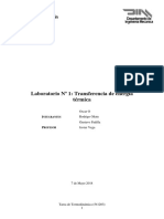 Laboratorio #1: Transferencia de Energía Térmica: Oscar O Rodrigo Oñate Gustavo Padilla Javier Vega