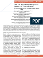 Chemical Method For Wastewater Management Developments of Fenton Process