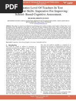 Performance Level of Teachers in Test Development Skills Imperative For Improving School Based Cognitive Assessment