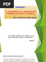 III. Fundamentos de La Administración Financiera Del Capital de Trabajo